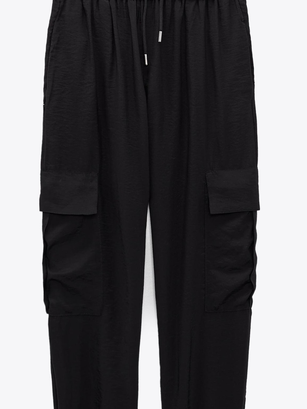 Zara Black Cargo Pants with Drawstring Waist